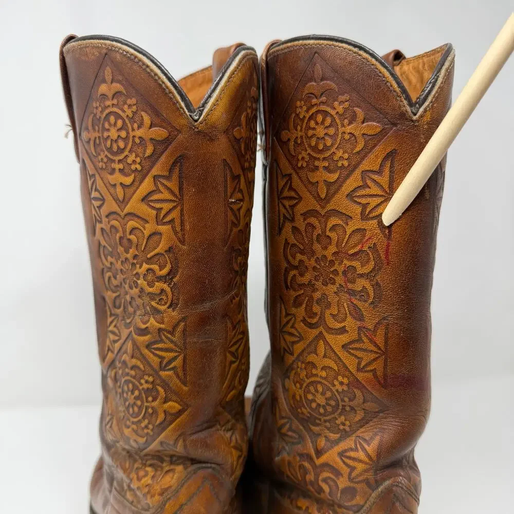 Dan Post Tooled Leather Cowboy Boots Men's10D USA